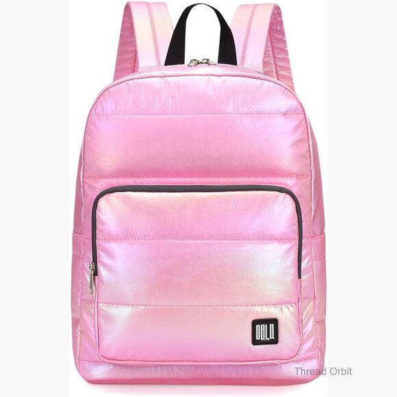 Small Quilted Nylon Backpack Purse, Water Resistant Daypack, Lightweight main image 4